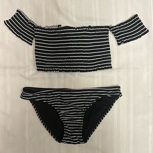 Xhilaration Black and White Striped Bikini